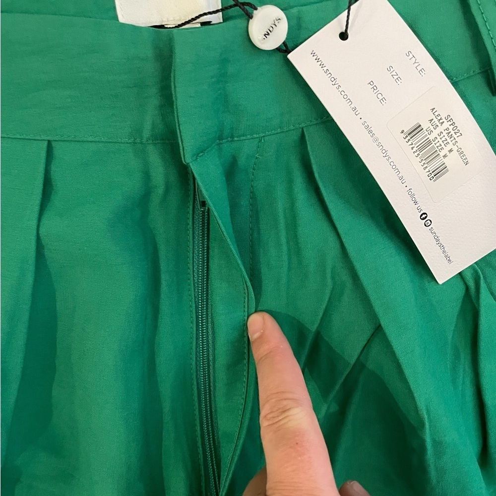SNDYS. Alexa Pants Green Wide Leg Trousers New With Tags - Picture 5 of 13